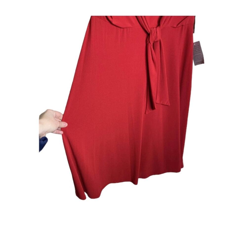 London Times Fit & Flare Crepe Dress Scarlet Red Peep Below Knee Size 8 NWT - Picture 5 of 7